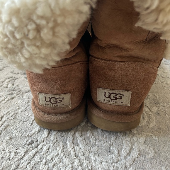 UGG Tan Shearling Button Boots - Picture 3 of 4